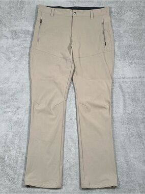 Columbia Wildsee Omni Shield Pants Men 34x32 Beige Hiking Stretch Trail Outdoor